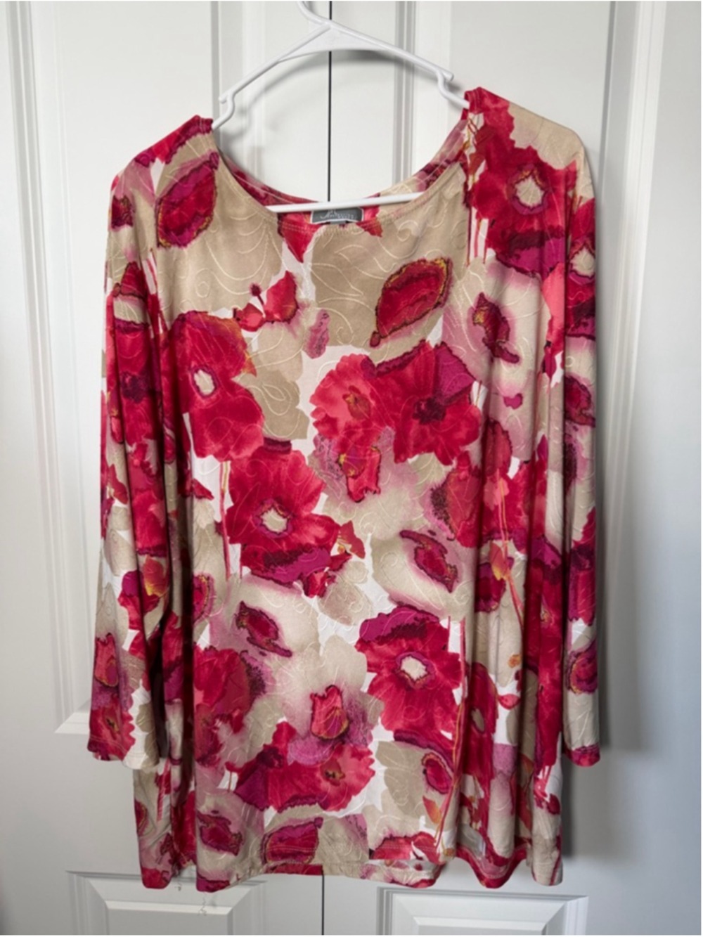 JM Collection Tunic 3X Pink Beige Floral